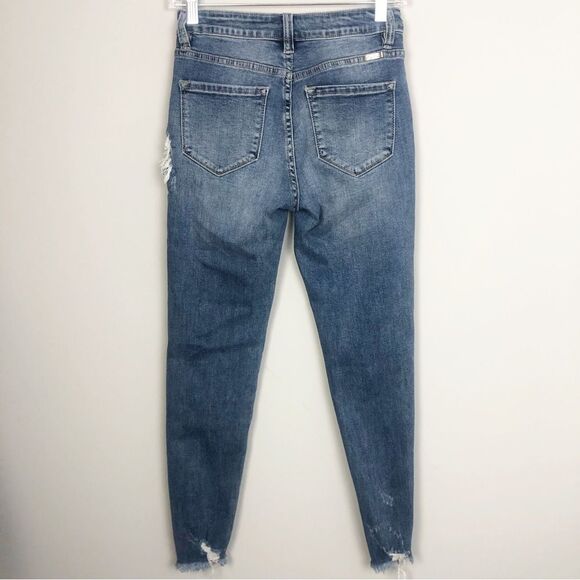 KANCAN | Distressed Leopard Animal Print Stretch Skinny Jeans Women’s Size 3/25 - Picture 11 of 13